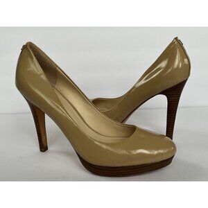 Coach Nude Patent Leather Platform Stiletto Heels Pumps